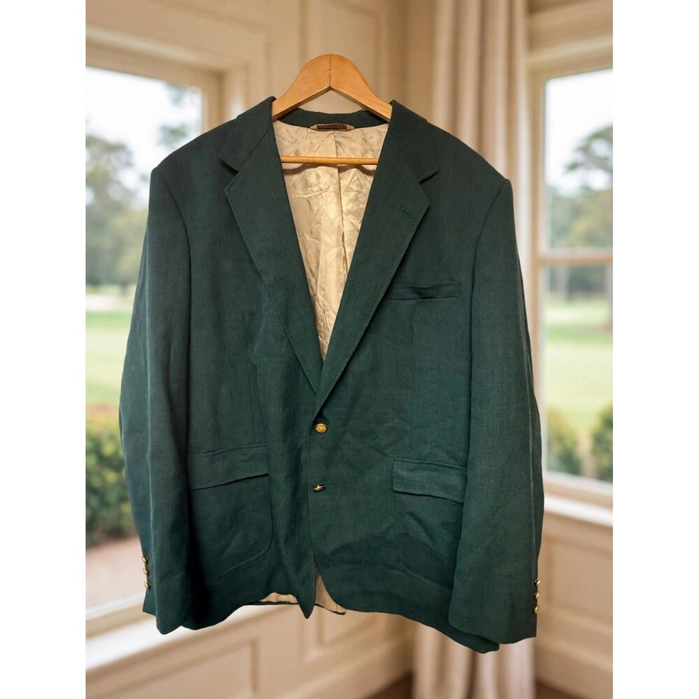 Stafford Masters Green Blazer 48XL Gold Crest Buttons Augusta Golf Dark Academia